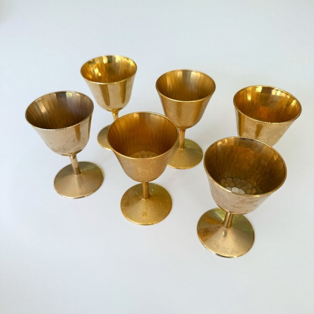 6 Underberg Vintage Antique 24K Gold Liqueur Aperitif Cordial Goblet Drinkware